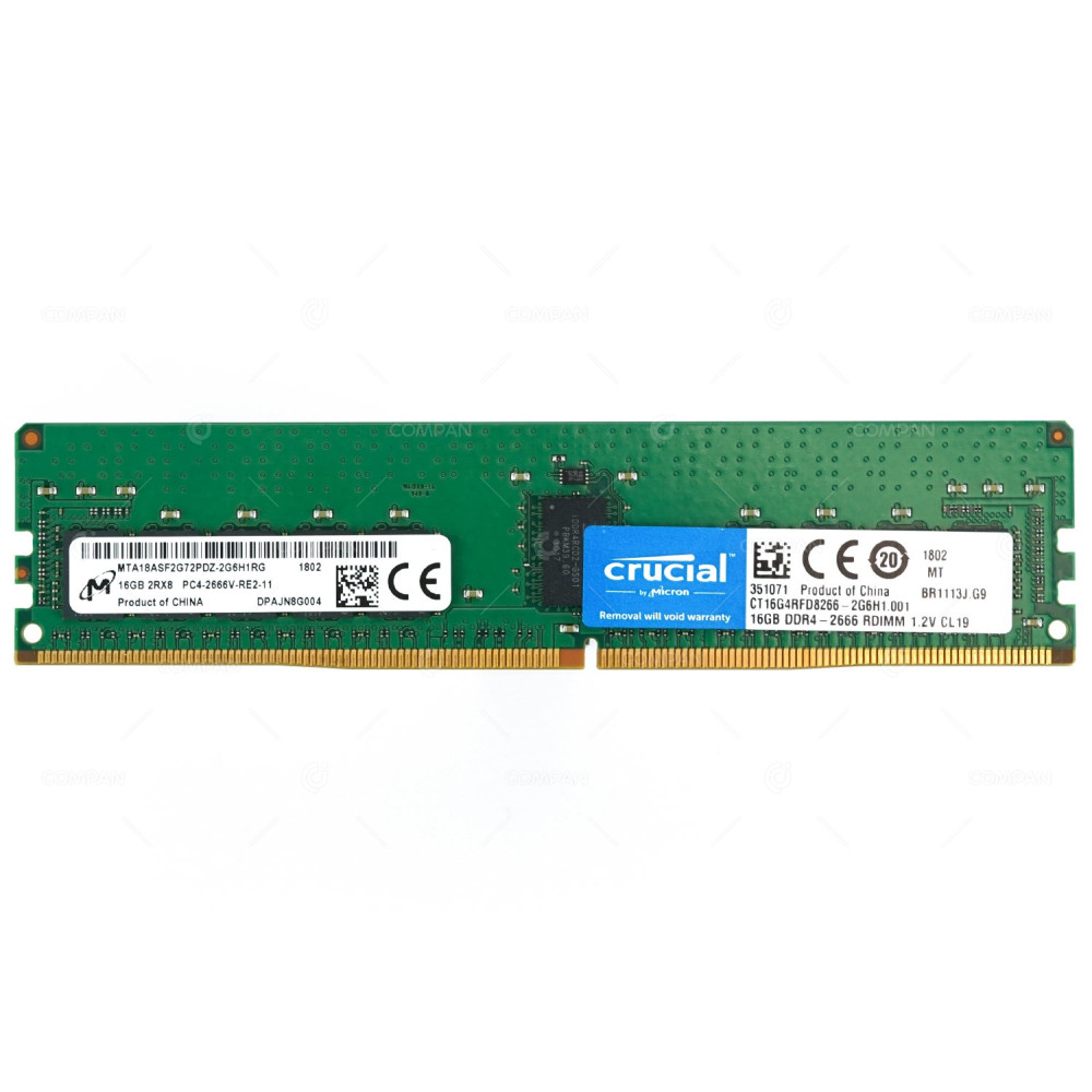 CT16G4RFD8266-2G6H1.001 CRUCIAL MEMORY 16GB 2RX8 PC4 2666V ECC RDIMM DDR4 21300V